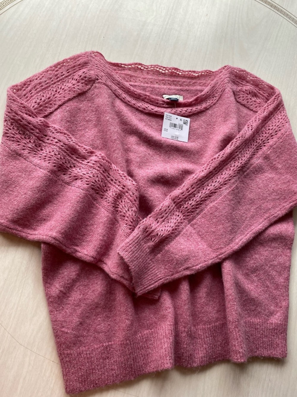 American Eagle Outfitters dainty Knit Sweater Rose Pink crochet feminine